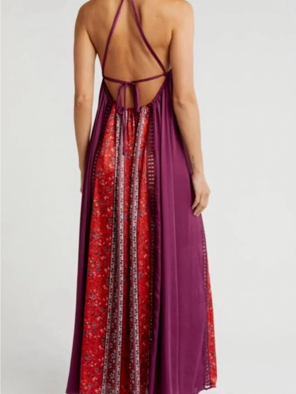 Free People Intimately Bohemian Nights Maxi Slip Dress XS Burgundy Red Nightgown